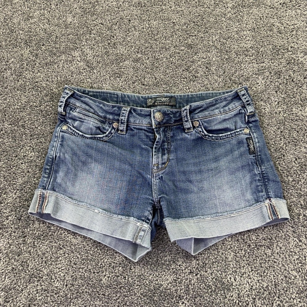 Silver Jeans Co Shorts Womens W30 Blue Toni Denim Cuffed Stretch Casual Summer